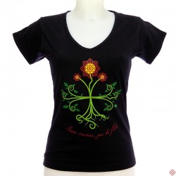 T-shirt femme en occitan Sans racines pas de fleurs