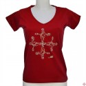 T-shirt Femme croix occitane tribale rouge