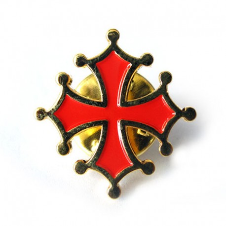 Pin's Occitanie sang et or croix occitane