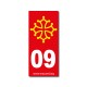Autocollant 09 ariège rouge pour plaque d'immatriculation croix occitane - occitanie