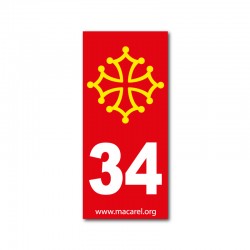 Autocollant 34 rouge pour plaque d'immatriculation
