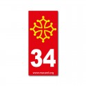 Autocollant 34 rouge pour plaque d'immatriculation