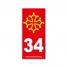 Autocollant 34 rouge pour plaque d'immatriculation