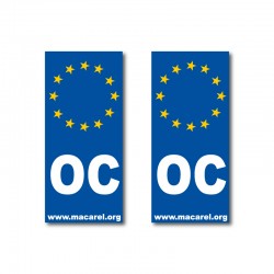 Autocollant OC Europe pour plaque d'immatriculation x2