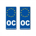 Autocollant OC Europe pour plaque d'immatriculation x2