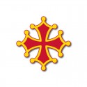 Autocollant Croix occitane sang et or 6.5 cm