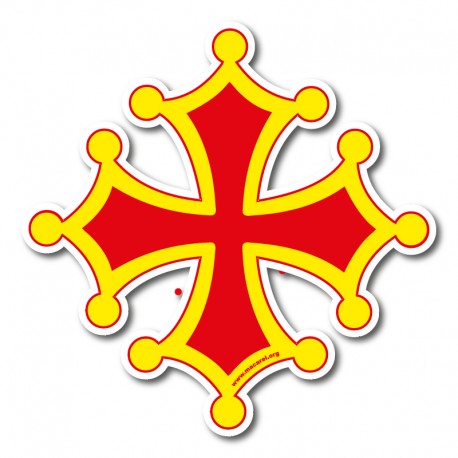 Autocollant Croix occitane sang et or 20 cm