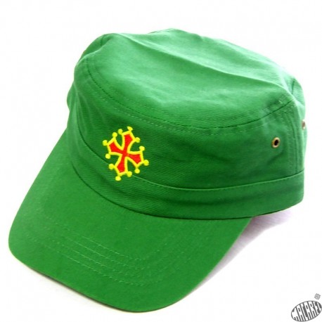 Casquette army croix occitane brodée vert golf occitanie