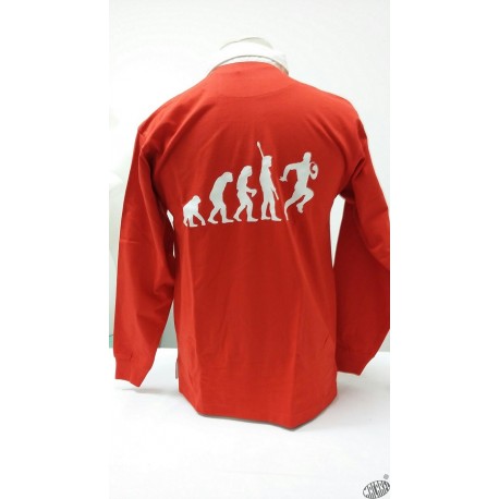 Polo humoristique Evolution rugby rouge