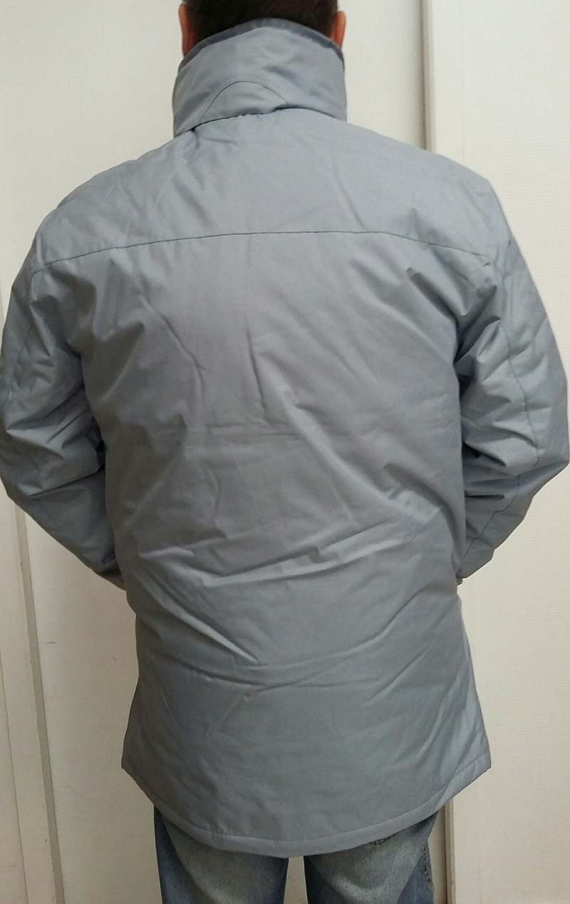 Parka gris bleu croix occitane sang et or