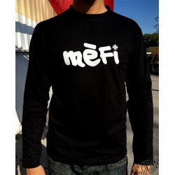T-shirt homme noir à manches longues en occitan Mèfi