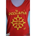 T-shirt femme rouge croix occitane (calligraphie)