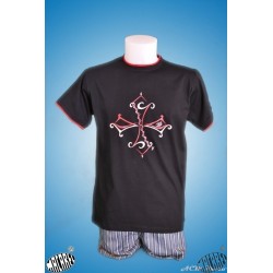 T-shirt enfant noir croix occitane tribale