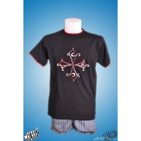 Tshirt enfant Tribal noir croix occitane