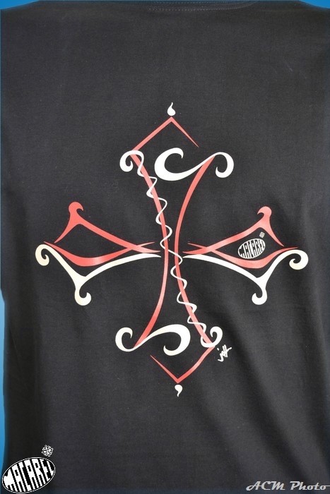 Tshirt enfant Tribal noir croix occitane