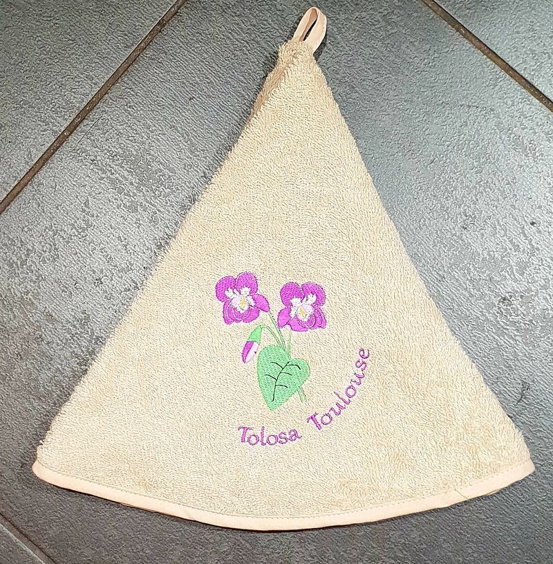 Essuie-mains éponge rond violet Violette de Toulouse