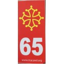 Autocollant 65 rouge pour plaque d'immatriculation