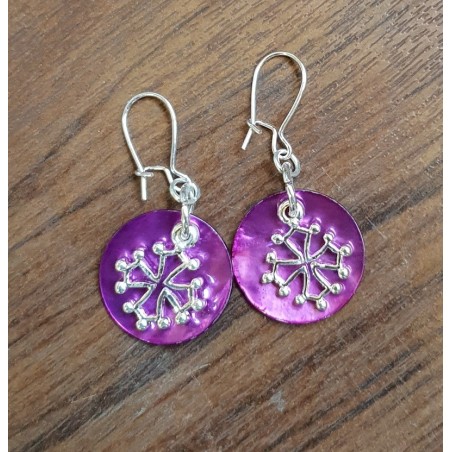 boucles d'oreilles nacre et croix occitane