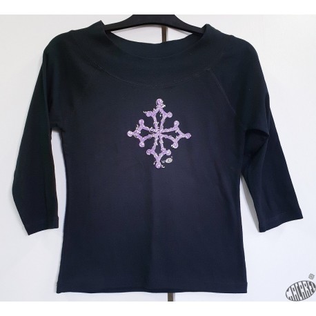 T-shirt femme manches 3/4 Baroc croix occitane