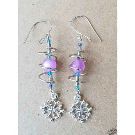 Boucles d'oreilles verre et spirale
