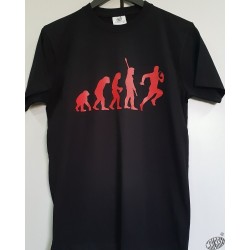 T-shirt Homme humoristique Evolution Rugby noir marquage rouge