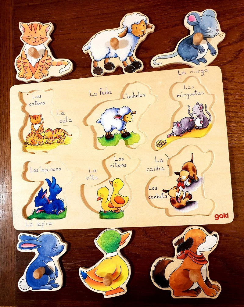 puzzle images cachées Maman et petit en occitan