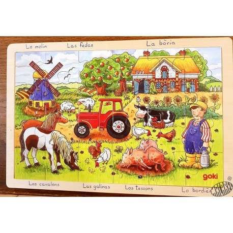 Puzzle bois 24 pièces La ferme en occitan