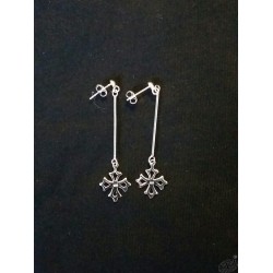 Boucles d'oreilles argent croix occitane sur tige