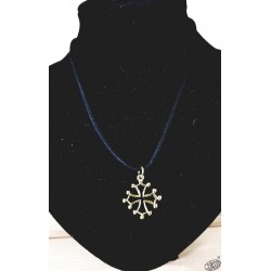 Collier et pendentif croix occitane dorée 2,5cm