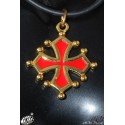collier et pendentif croix occitane sang et or 2,5cm
