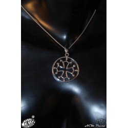 pendentif argent massif croix occitane cerclée grand modèle