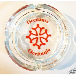 cendrier verre Occitània et croix occitane