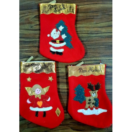 petite botte Noël rouge 3 motifs