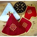 lot essuie-mains rond croix + gant + manique + dessous de plat croix occitane