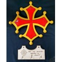 Lot croix occitane résine + accroche-clés bois