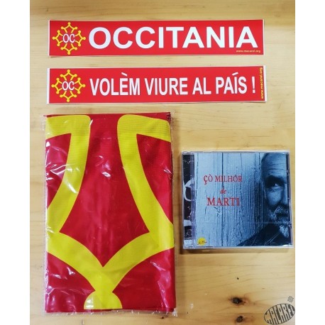 ensemble CD Claude Marti +drapeau occitan + 2 auto-collants
