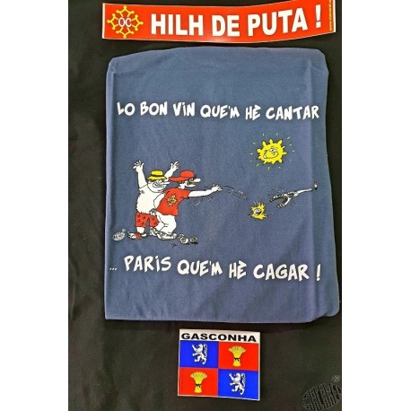 ensemble t-shirt Paris +  auto-collants Gascogne et Hilh de puta