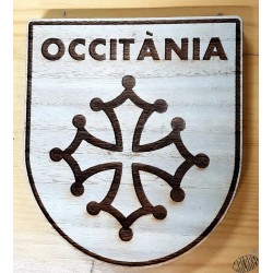 Plaque déco bois blason croix occitane et Occitània petit modèle