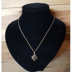 chaîne et pendentif croix occitane 1,5cm dorée