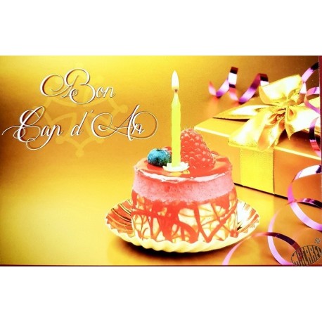 carte anniversaire en occitan Bon cap d'an gâteau & bougie