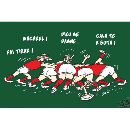 Carte Humour Occitan Thème Rugby La Mêlée