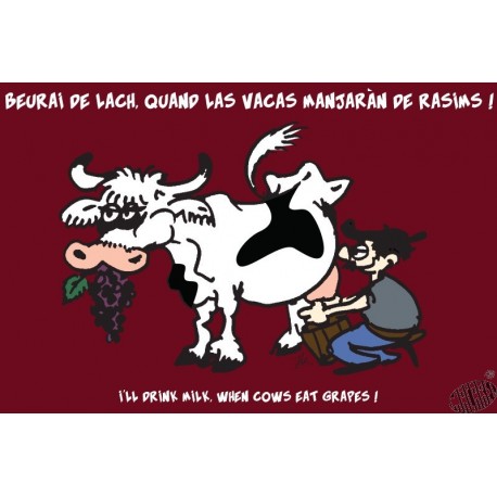 carte humour occitan Je boirai du lait quand les vaches mangeront du raisin !