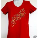 T-shirt Femme Etoile filante croix occitane coloris rouge, col V