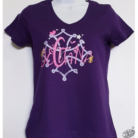 T-shirt Femme Occitana col V coloris violet