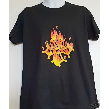 T-shirt Homme croix occitane flammes