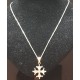 Chaîne 50cm mailles fines et pendentif croix occitane pleine  2,5cm argent