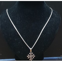 Chaîne argent 55cm classique et pendentif croix occitane évidée  2cm argent