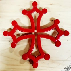 Dessous de plat fonte croix occitane ajourée rouge