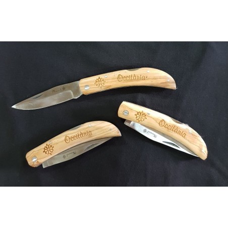 Lot 12 couteaux cran sécurité gravés croix occitane et Occitània