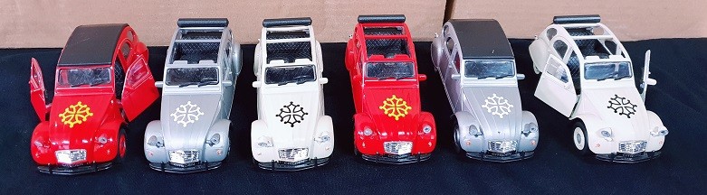 Lot 6 2CV grand modèle couleurs assorties